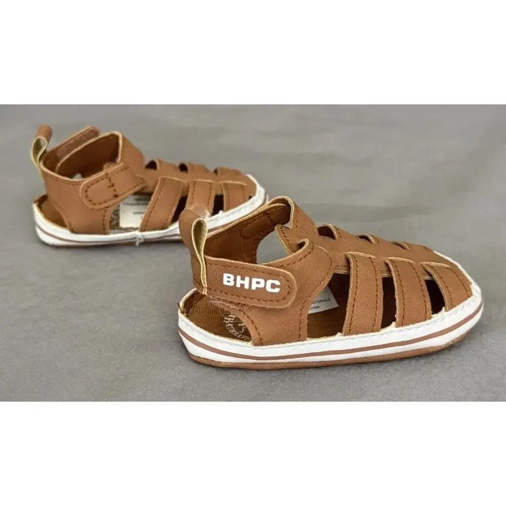 Beverly Hills Polo Club Baby Infant Toddler Boys Brown Sandals, Hook & Loop sz 3